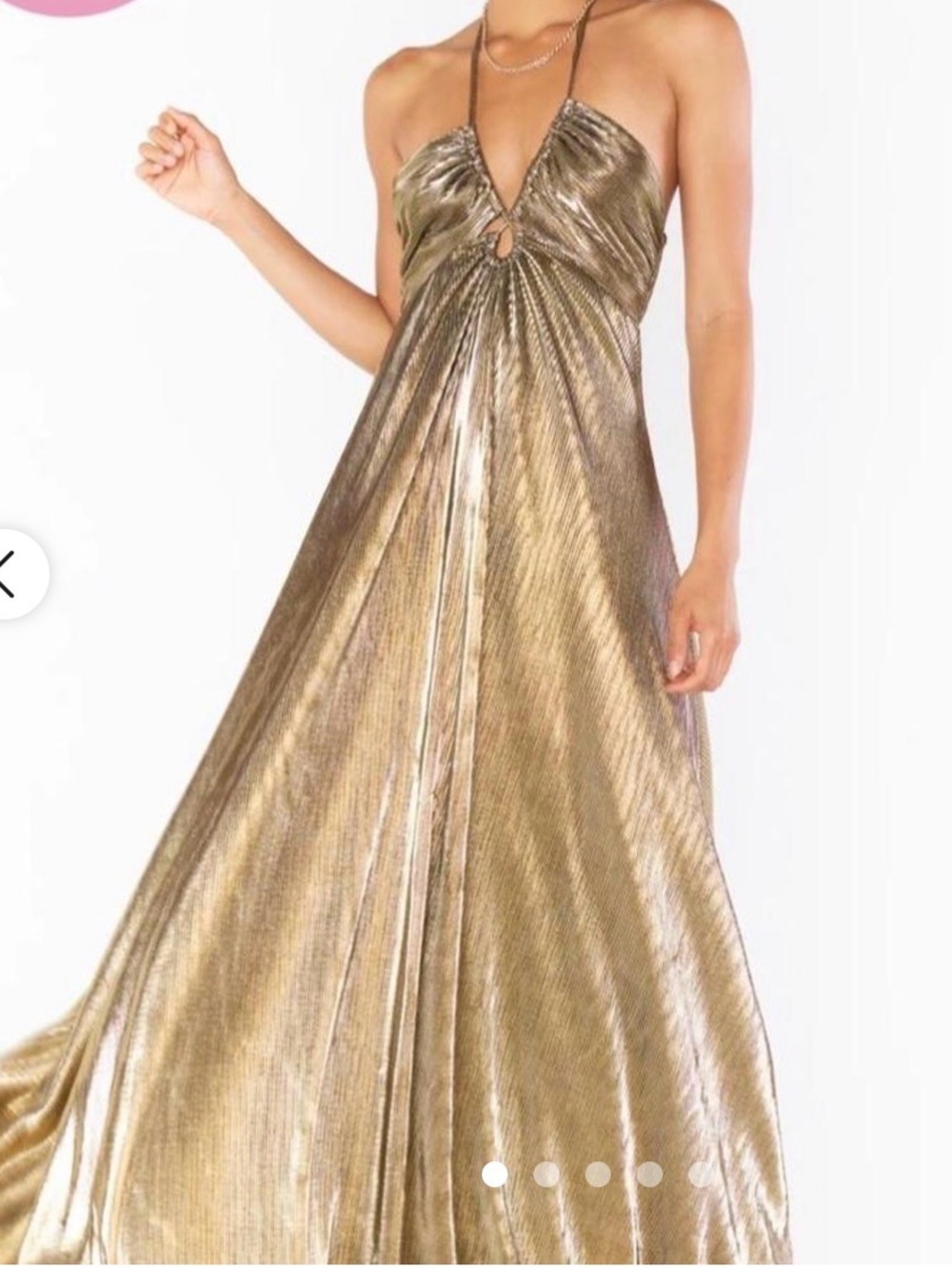 Show me your mumu - Metallic Gold Halter Maxi Dress